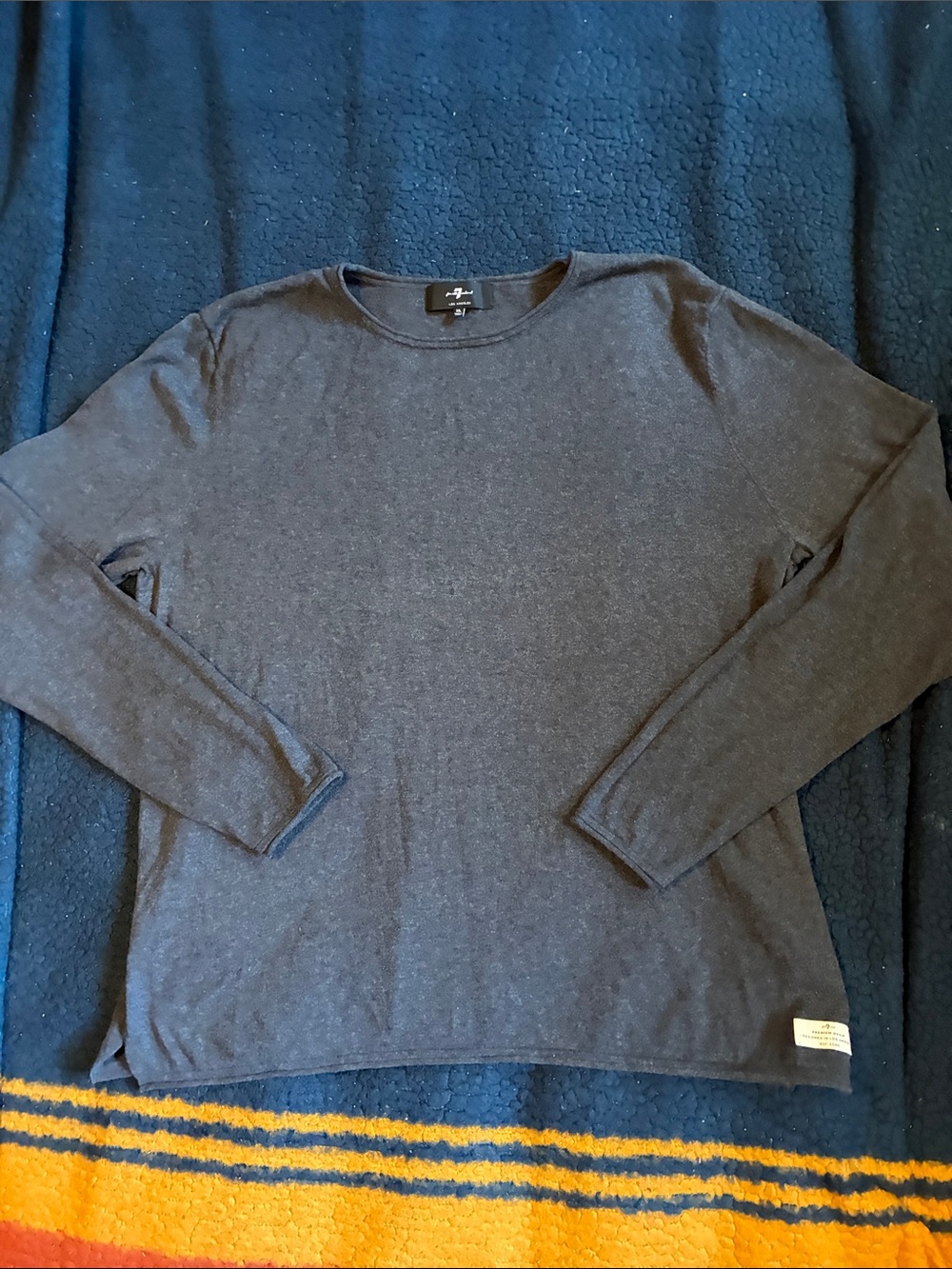 7 For All Mankind Men's Long Sleeve Crewneck Shirt - Charcoal
